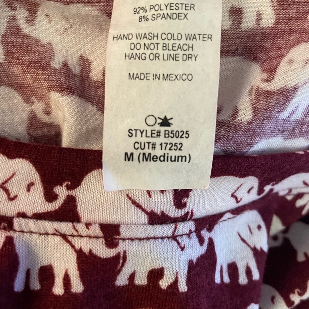 Elephant Print Long Sleeve Top - Red and White - Picture 3 of 3